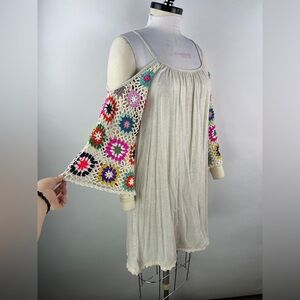 💚 3174. Crochet Granny Square Cold Shoulder Dress